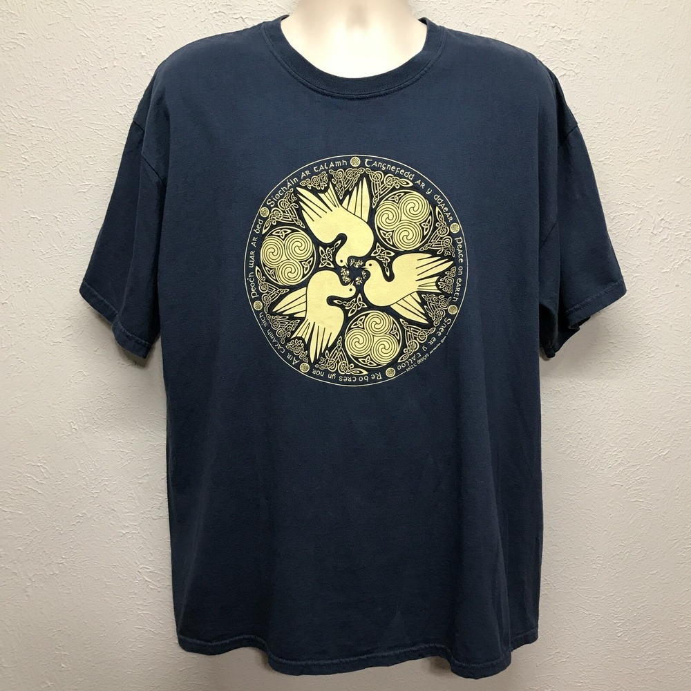Vintage Keltic Designs T-Shirt Mens XL Blue Jen Delyth Graphic 1992 Cotton USA